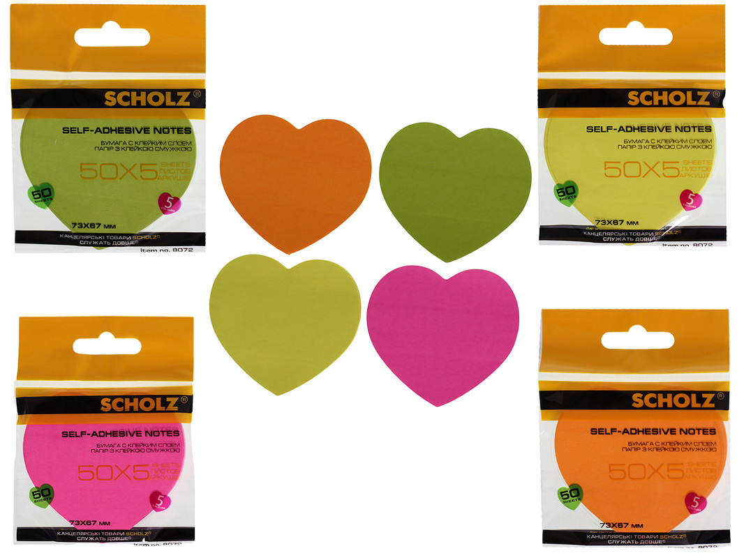 Паперовий блок для нотаток SCHOLZ (8072SCH), 73х67мм, пастельні кольори, 50шт